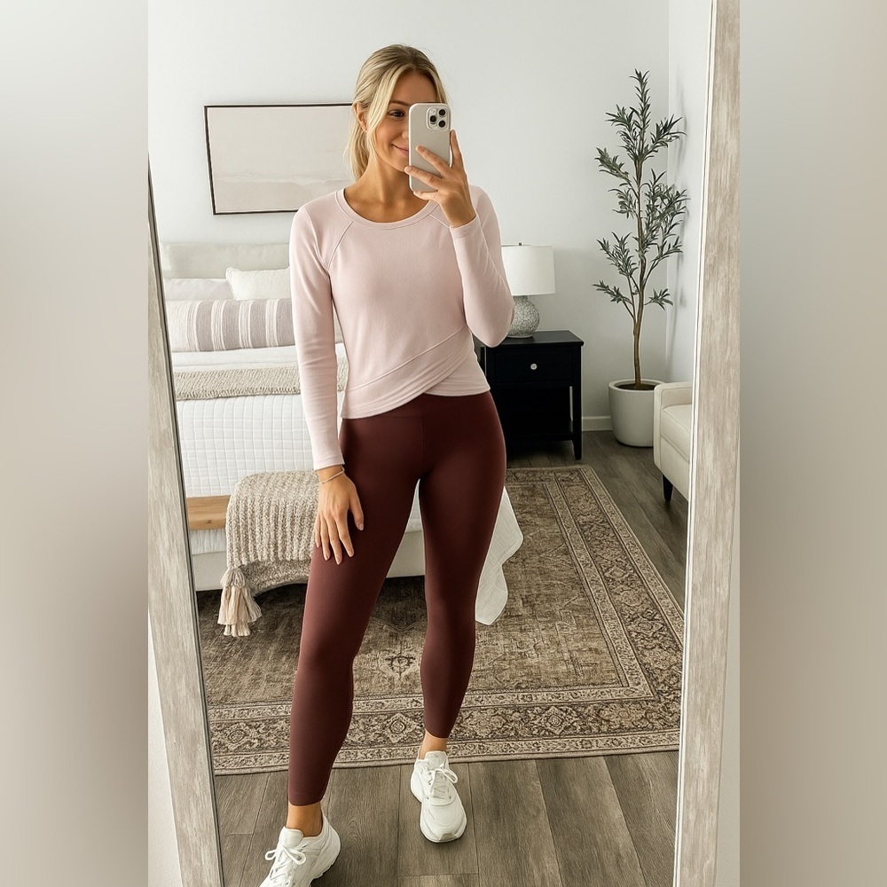 Baby Pink Sweater Active Crisscross Top XS